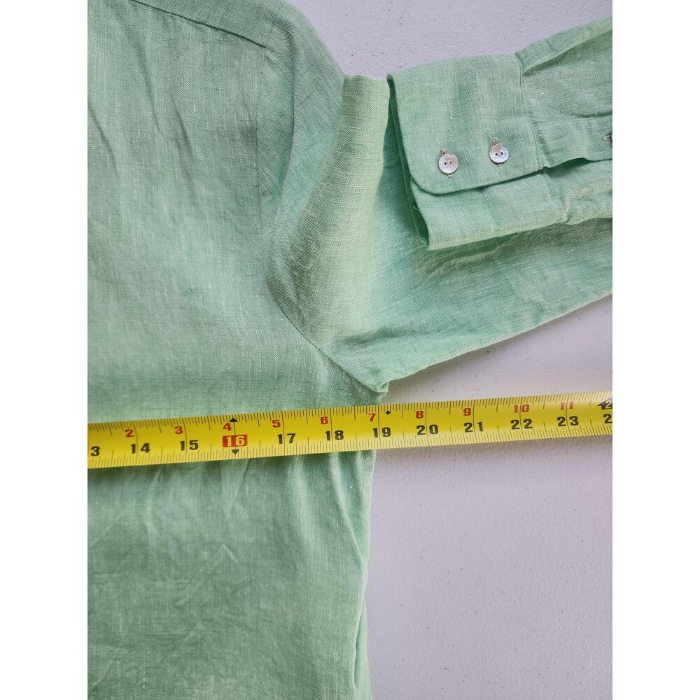 120% Tunic Womens 38 Mint 100% Linen Belted Button Front Long Sleeve - Picture 6 of 15